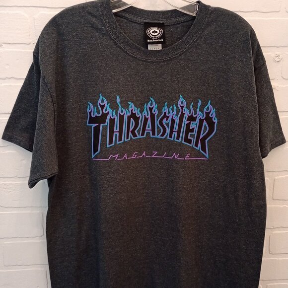 Thrasher Magazine Purple Fire Logo T-Shirt Dogtown H-Street Anti-Hero Santa Cruz - Picture 1 of 4